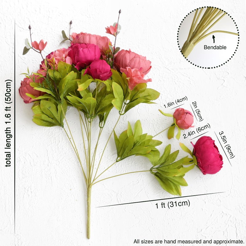 FiveSeasonStuff Country Barn Red Peony Bouquets, 2 Bundles Artificial Silk Flowers with Hydrangeas for Wedding Centerpieces & Home Decor - Image 5